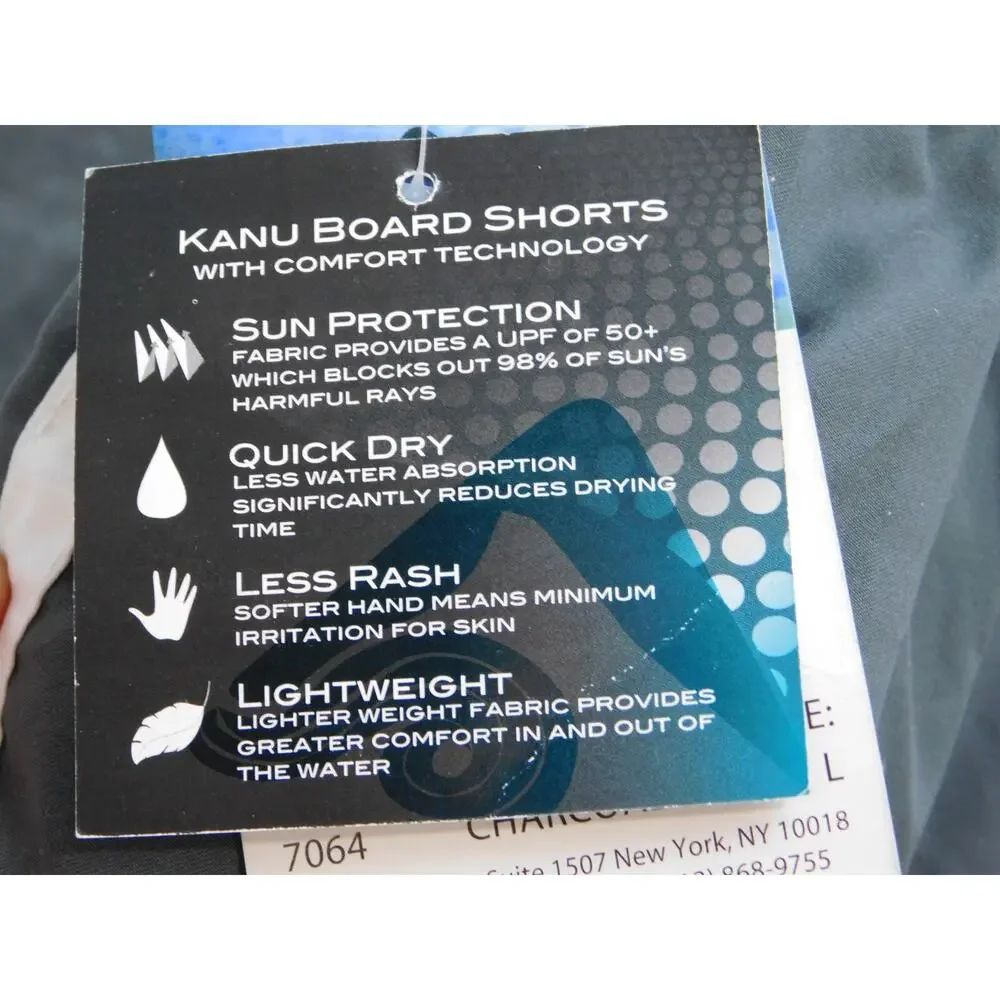 Kanu Board Shorts Swimsuit Men's L Charcoal 7064 Swim Surf NWT